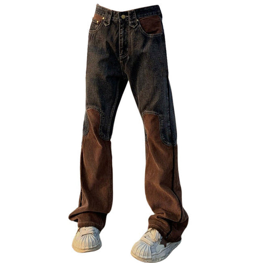 Jean large style cowboy marron