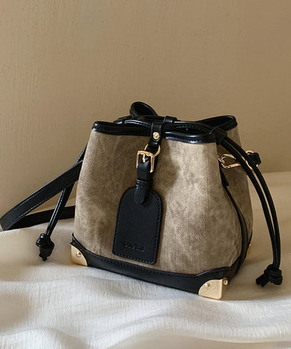 Bucket Black Leather Drawstring Faux Bag Women