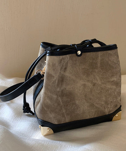 Bucket Black Leather Drawstring Faux Bag Women