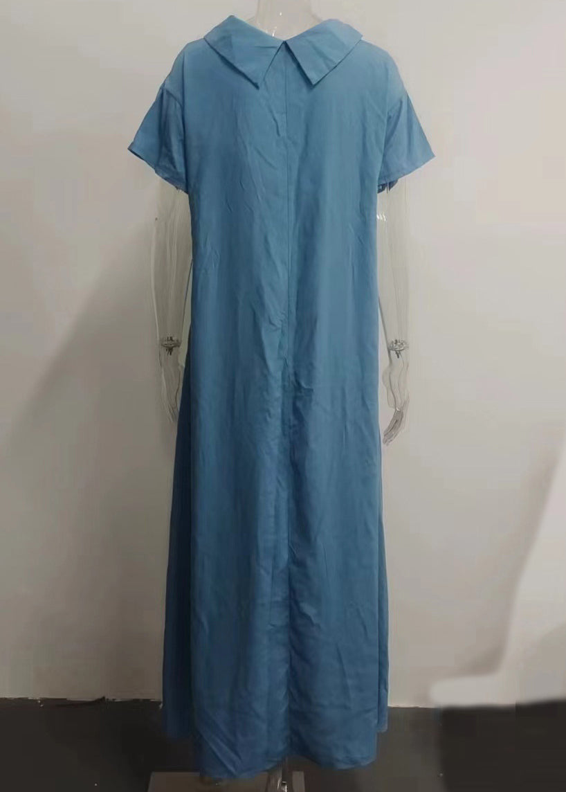 Women Pink Turtle Neck Patchwork Solid Vacation Long Dresses Summer