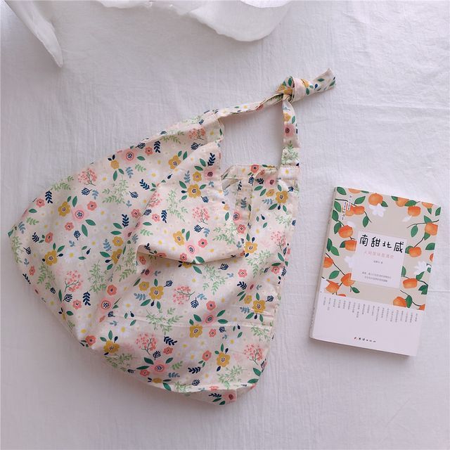 Sac fourre-tout en coton à imprimé floral