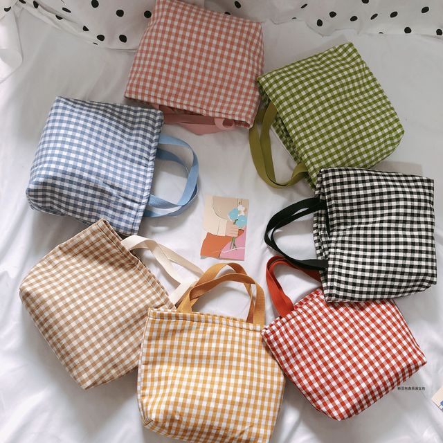 Lunchtasche aus Canvas mit Gingham-Muster