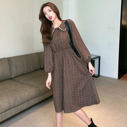 Peter Pan Collar Floral Print A