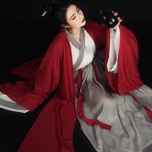 Hanfu Set Of 3 : Red Long