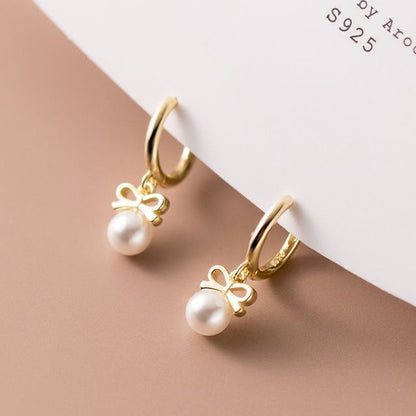 Faux Pearl Sterling Silver Dangle Earring