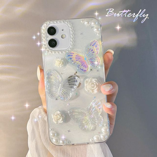 3D Butterfly Transparent Phone Case