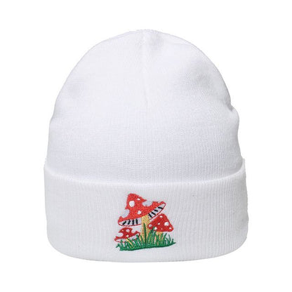 Mushroom Embroidered Knit Beanie