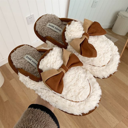 Bow Fleece Home Slippers