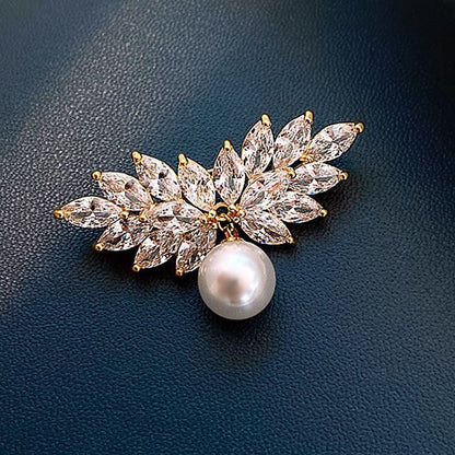 Steel Pearl Brooch