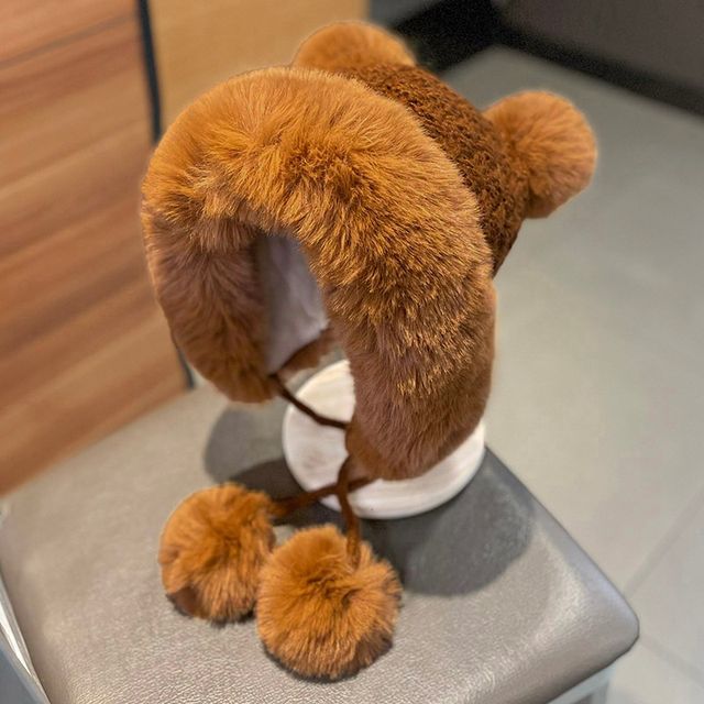 Pom Pom Fluffy Panel Beanie