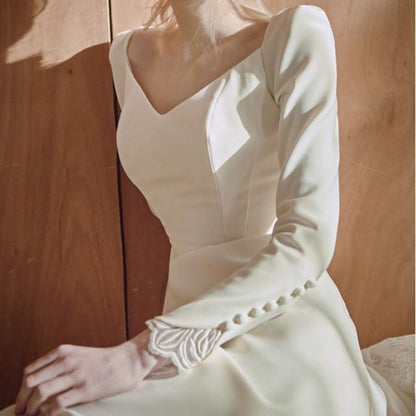 Long-Sleeve A-Line Wedding Gown