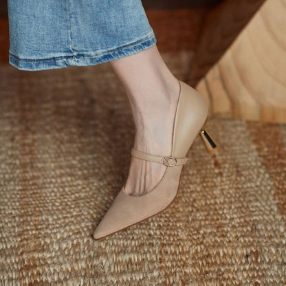 Pointy-Toe Stiletto Heel Mary Jane Pumps