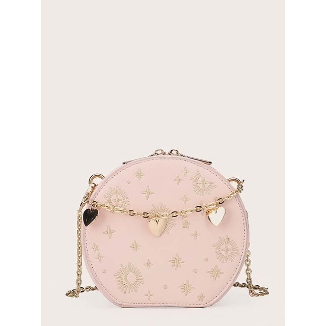 Embroidered Chain Crossbody Bag