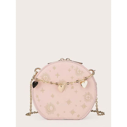 Embroidered Chain Crossbody Bag