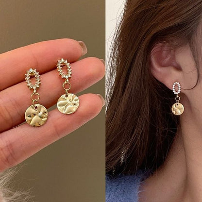 Rhinestone Floral Drop Earring / Clip-On Earring
