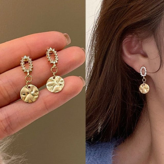 Rhinestone Floral Drop Earring / Clip-On Earring