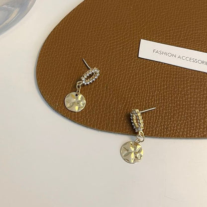 Rhinestone Floral Drop Earring / Clip-On Earring