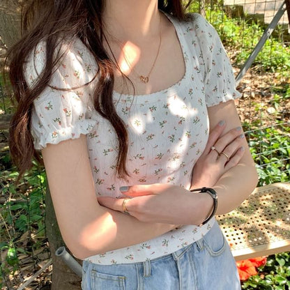 Short-Sleeve Floral Blouse