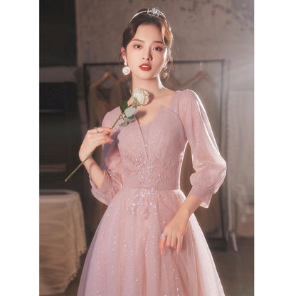 A-Line (Various Puff-Sleeve Evening Gown Floral Embroidered Designs)