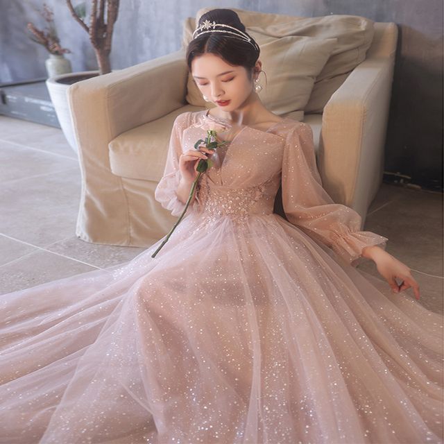 Gown A-Line Evening Glitter