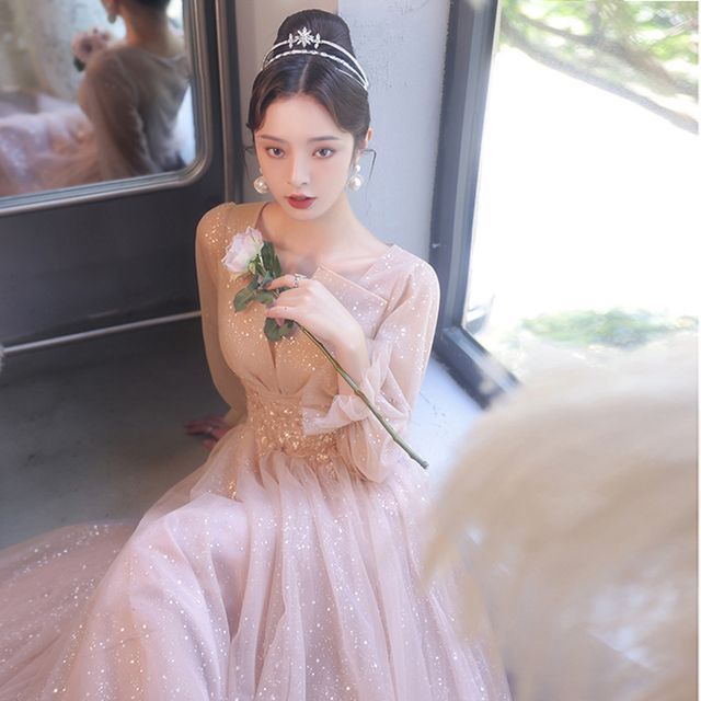 Gown A-Line Evening Glitter