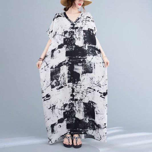 Short-Sleeve Tie-Dye Maxi Oversized T-Shirt Dress