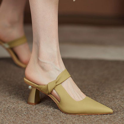Pointy-Toe Chunky-Heel Mules