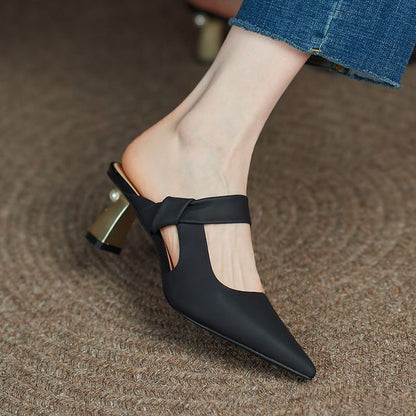Pointy-Toe Chunky-Heel Mules
