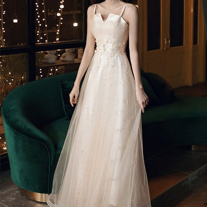 Mesh (Various Designs) A-Line Evening Gown Spaghetti-Strap