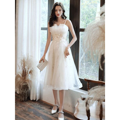 Mesh (Various Designs) A-Line Evening Gown Spaghetti-Strap