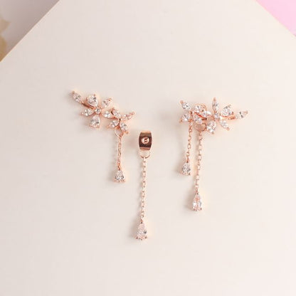 Floral Rhinestone Stud / Clip-On Earrings