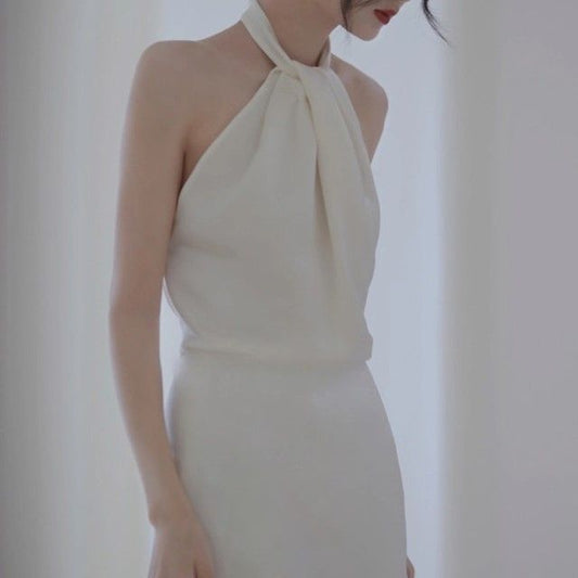 Wedding A-Line Halter Gown Backless