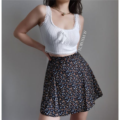 Floral Print A-Line Mini Skirt