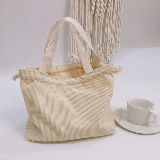 Ribbed Drawstring Lunch Bag