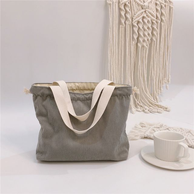 Ribbed Drawstring Lunch Bag