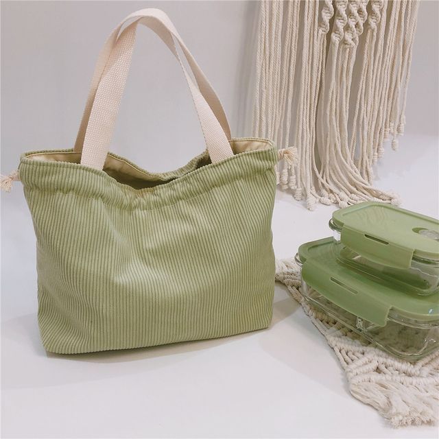 Ribbed Drawstring Lunch Bag