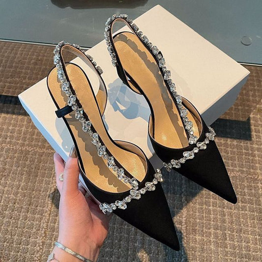 Stiletto Heel Rhinestone Pointy Sandals