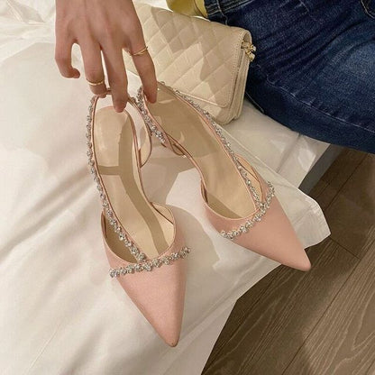 Stiletto Heel Rhinestone Pointy Sandals