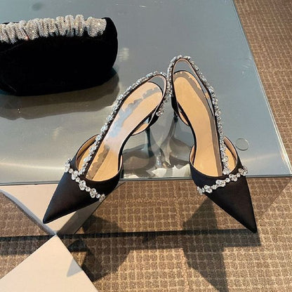Stiletto Heel Rhinestone Pointy Sandals