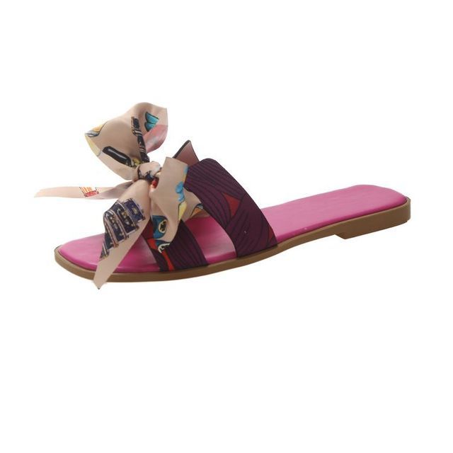 Ribbon Flat Slide Sandals