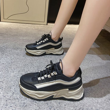 Two-Tone Platform Athletic Sneakers