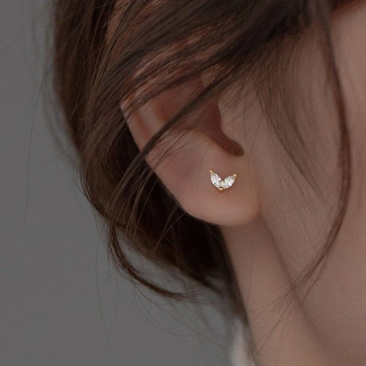Rhinestone Leaf Stud Earring