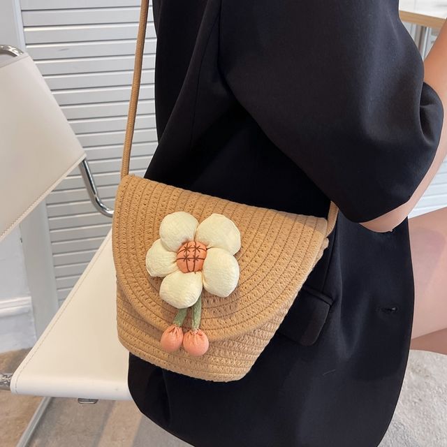 Sac à bandoulière tissé à fleurs