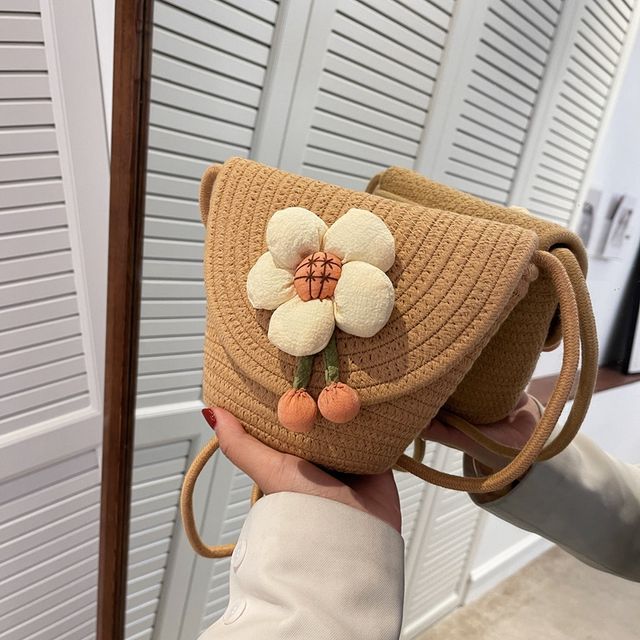 Sac à bandoulière tissé à fleurs