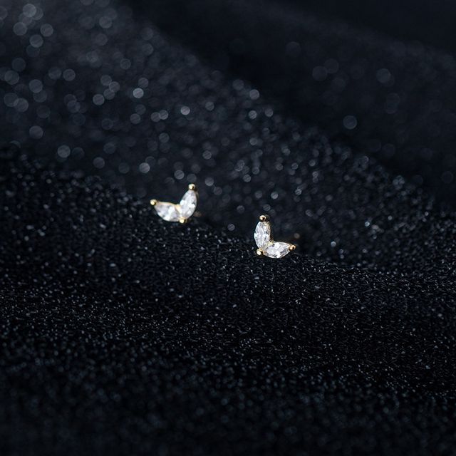 Rhinestone Leaf Stud Earring
