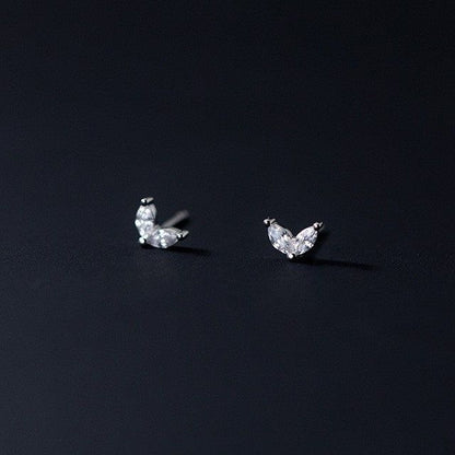 Rhinestone Leaf Stud Earring