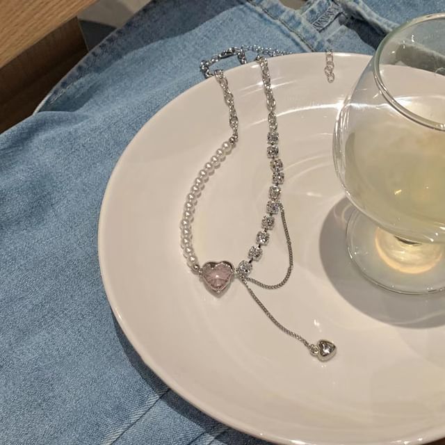 Rhinestone Faux Pearl Alloy Necklace