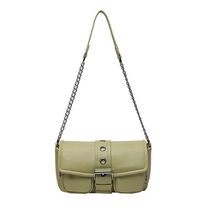 Chain Strap Buckled Shoulder Bag