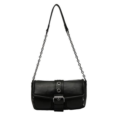 Chain Strap Buckled Shoulder Bag