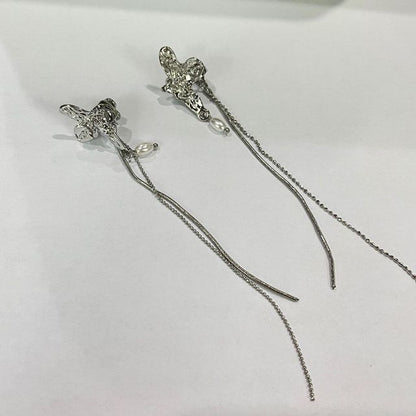 Drop Shirred Fringed Clip-On Earring